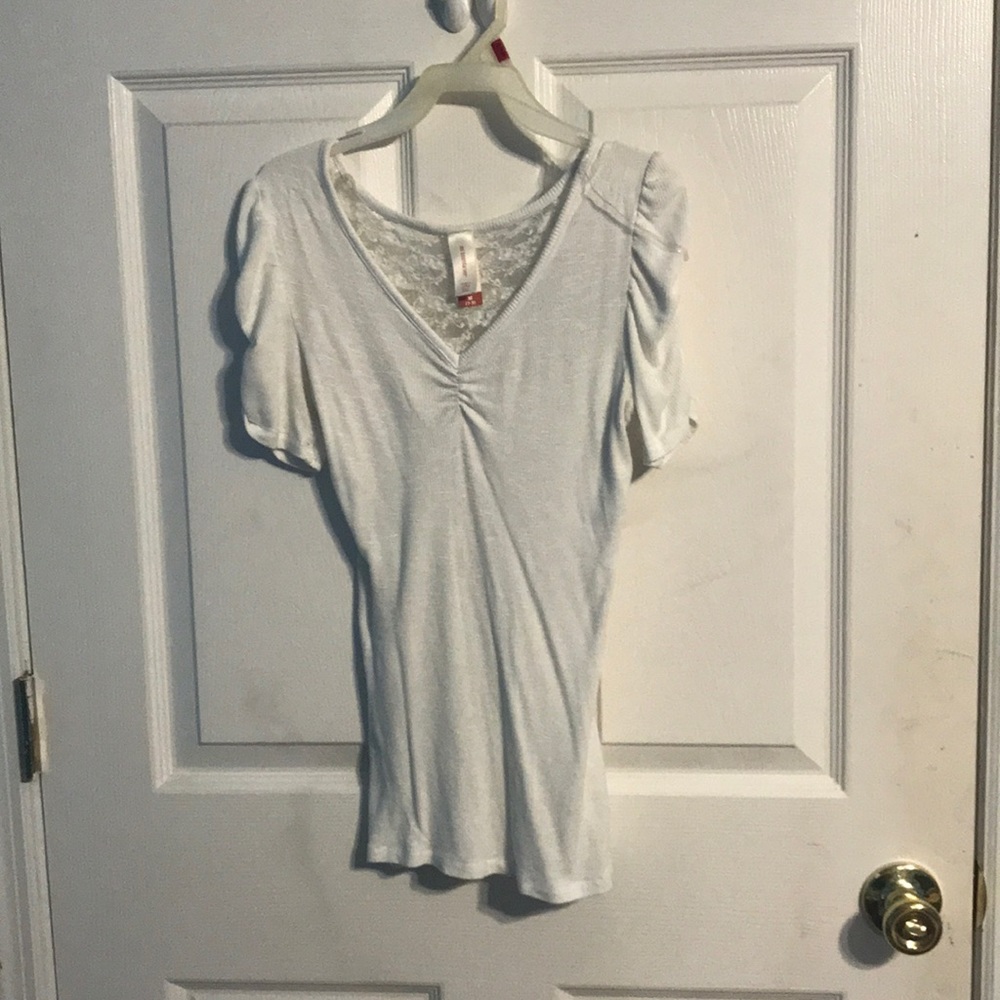 White blouse with lace detail